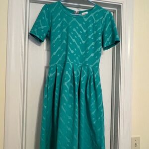 LuLaRoe women’s Dress in Teal with Geometric Design